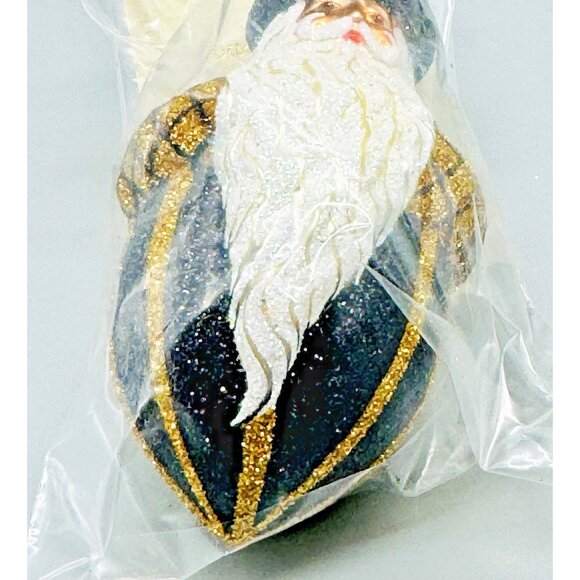 Patricia Breen Acorn Santa Black Gold #2211 Glass Christmas Ornament 2003 3.5" - Picture 3 of 6
